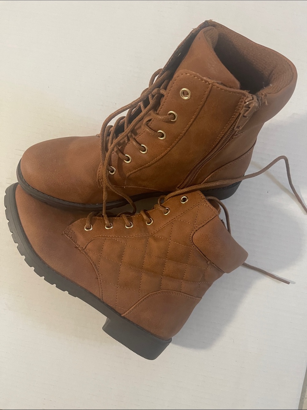 Women's Lace-Up Combat Boots in Brown